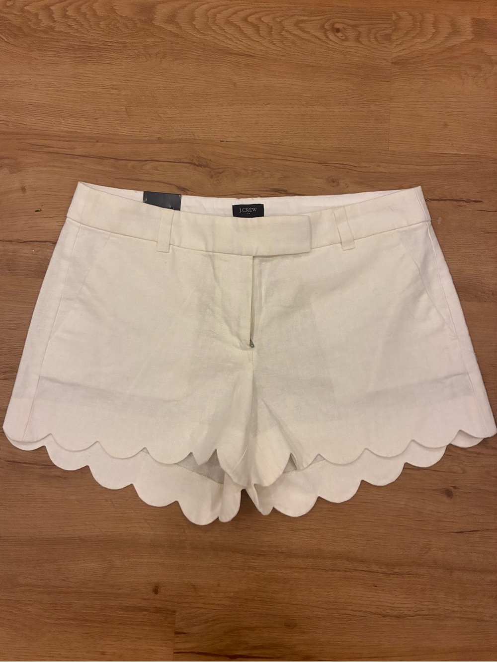 J. Crew Cream Scallop Hem High Waist Shorts